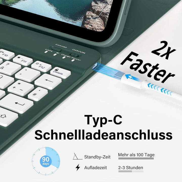 Hülle mit Tastatur für iPad (A16) 11/10 Generation(2025/2022) 11 Zoll/10.9 Soft TPU Rückseite Gehäus