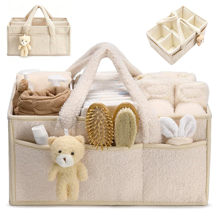 Wickeltasche Organizer, Baby Windel Caddy Organizer für Wickeltisch, Tragbarer Wickelkorb mit Heraus