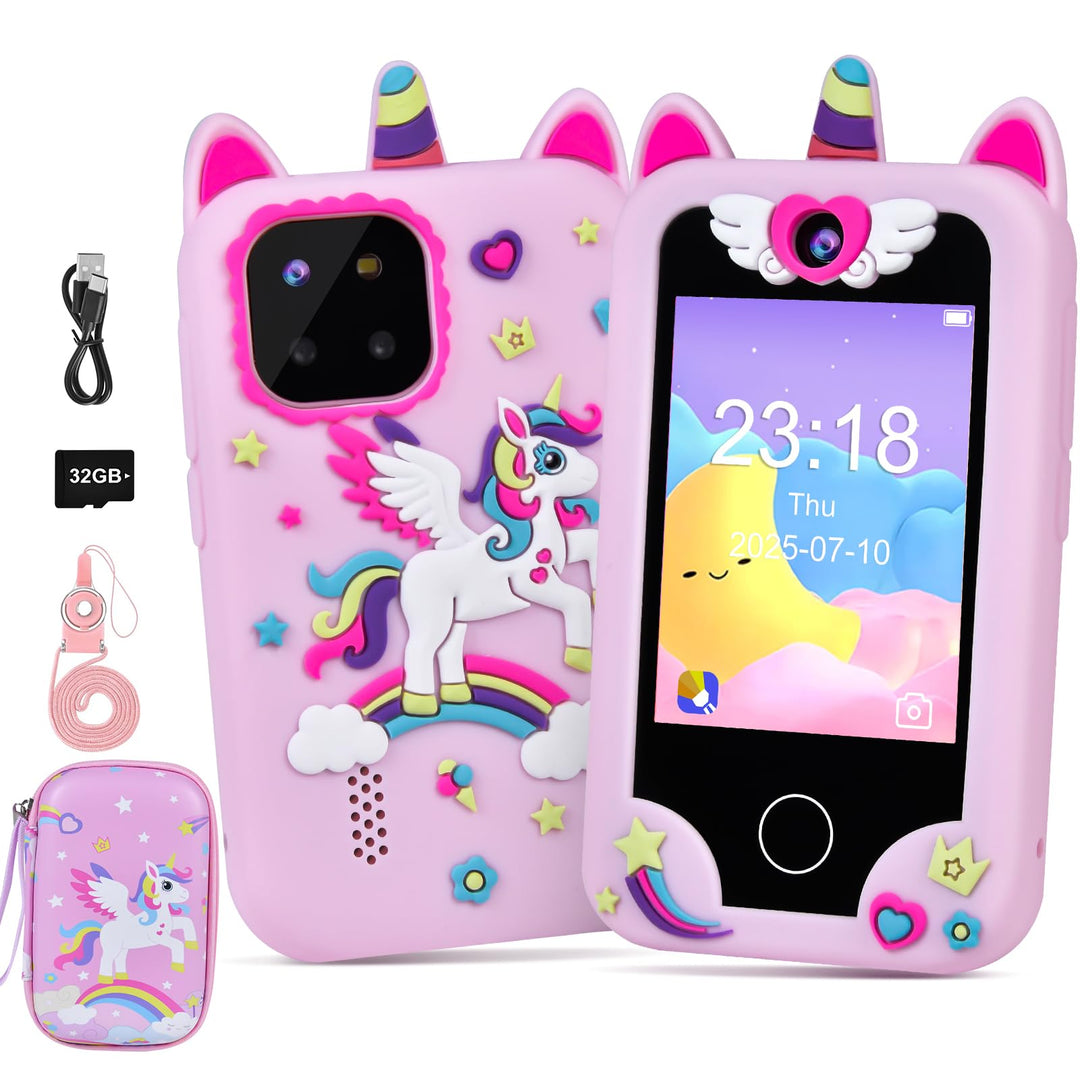 Kinder Handy Smartphone, Kleinkind Einhorn Telefon Spielzeug für 3-8 Jahre alte Mädchen, Kinder Hand