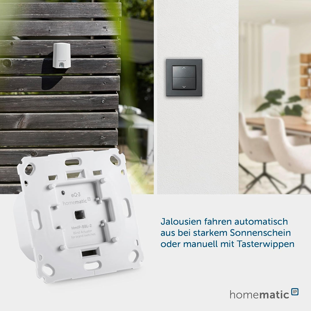 Homematic IP Smart Home Jalousieaktor für Markenschalter, digitale Steuerung von 1 Jalousie oder Raf