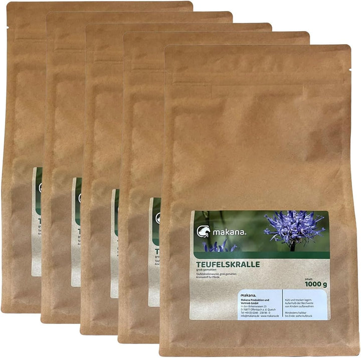 Makana Teufelskralle für Tiere, gemahlen, 5 x 1 kg Beutel