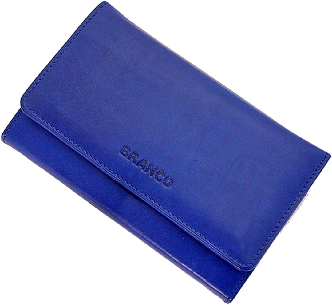 GoBago Branco Leder Damen Geldbörse Börse Portemonnaie Geldbeutel (Blau), Blau