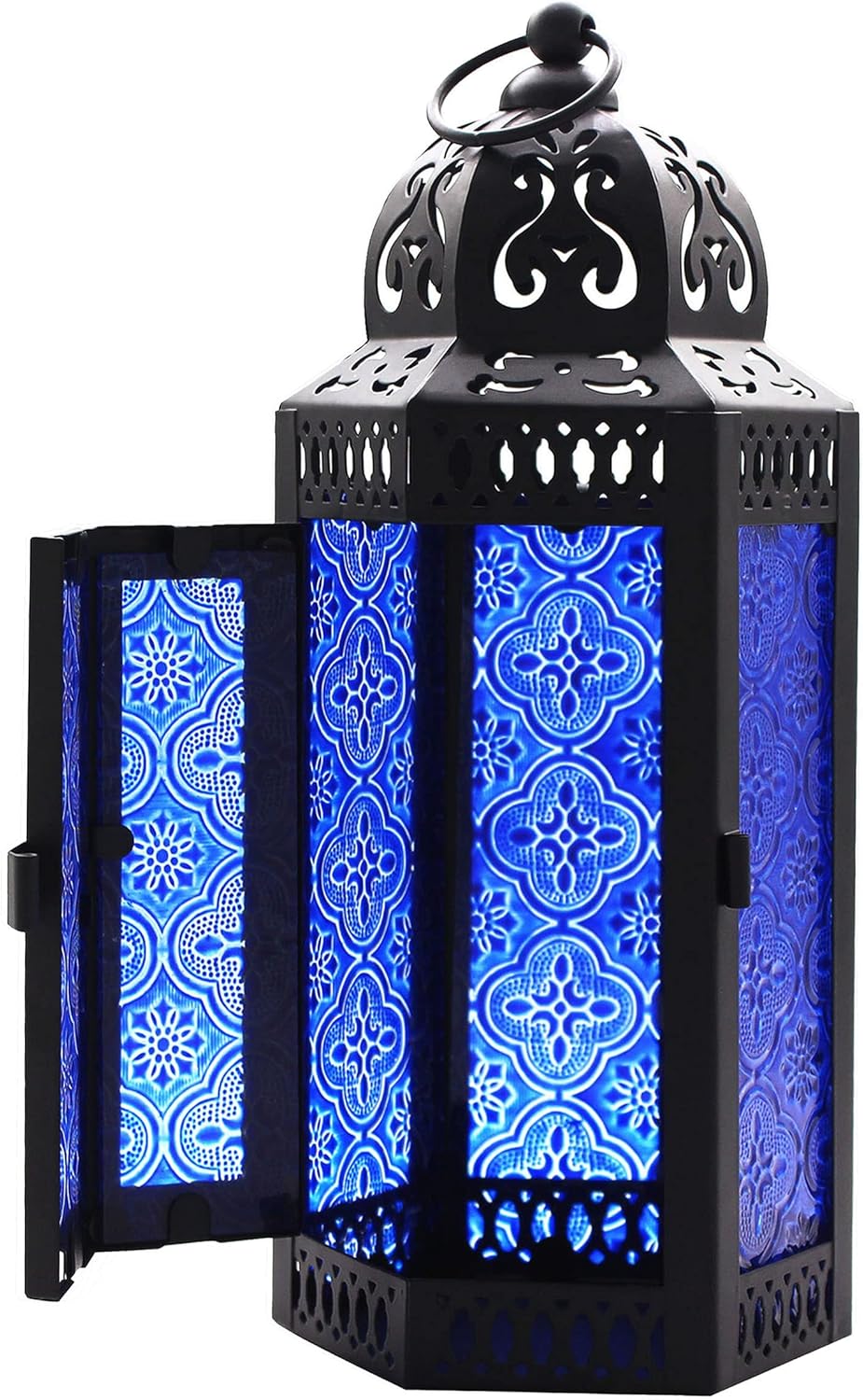 CVHOMEDECO. Dekorative Kerzenlaterne, marokkanische Laternen, Vintage-Stil, schwarzes Metall, Latern