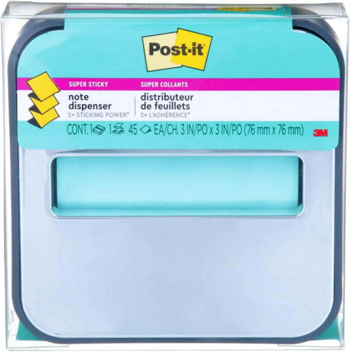 Post-it Notizspender mit Post-it Pop-Up-Notizen, schwarzer Boden mit Stahloberseite, 1 Aqua-Spritzer