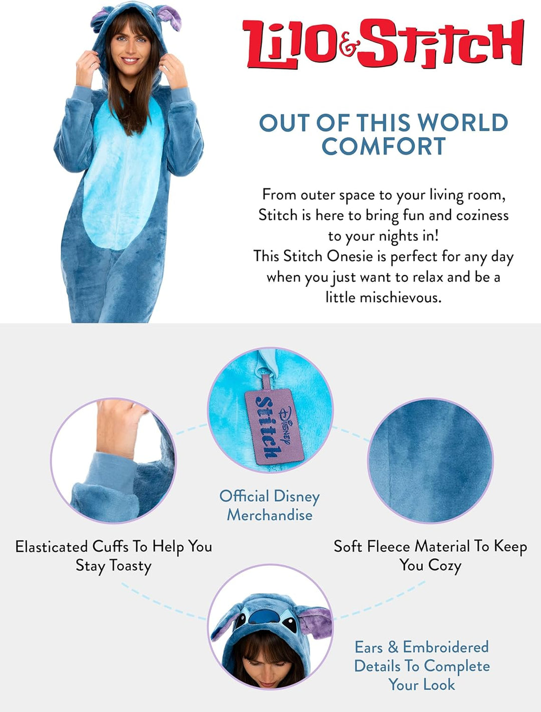 Disney Damen Onesie Lilo & Stitch M Blau, M Blau