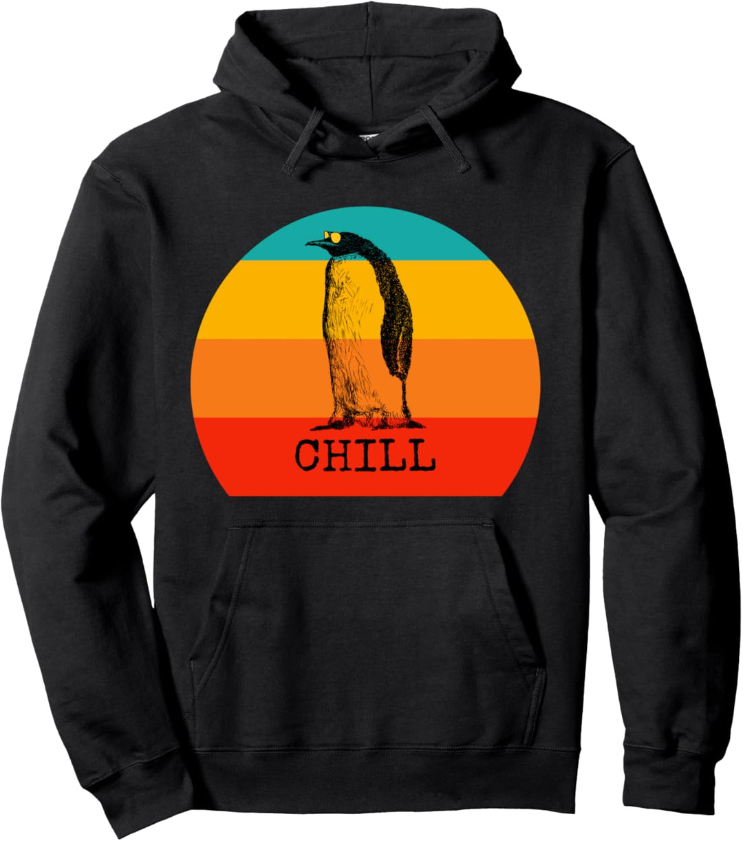 Retro Vintage Chillin Pinguin mit Sonnenbrille Pullover Hoodie