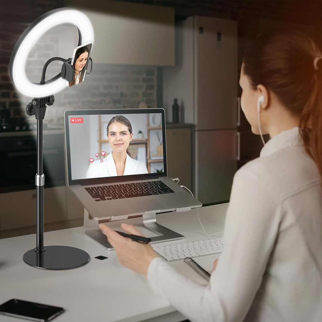 Ringlicht mit Stativ Handy Laptop Videokonferenz Licht,Evershop 10.5” Ring Light Ringleuchte LED 3 L