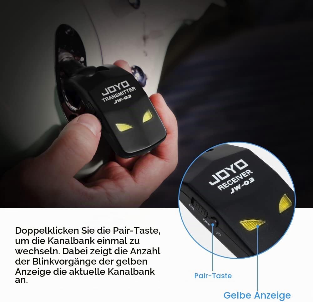 JOYO 2,4 GHz Wireless Guitar System 4 Kanäle Wiederaufladbarer Audio Wireless Transmitter Receiver f