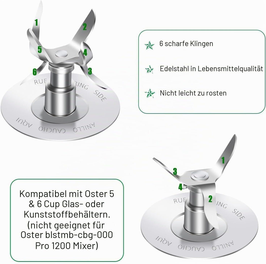 Ersatzteile für mischer Kompatibel mit Osterr Blender 6 Cup 1.25 Liter, Vaso De Licuadora Osterr 48