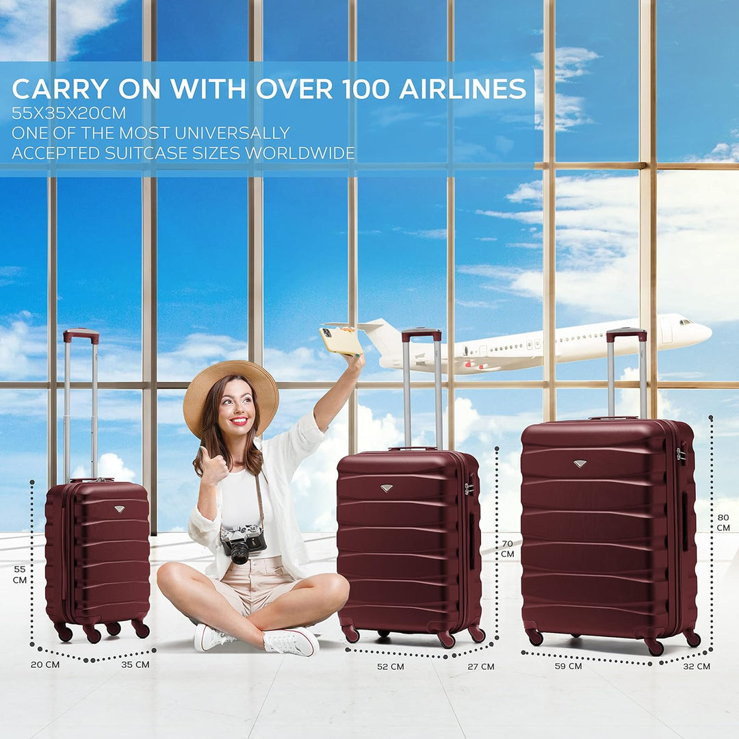Flight Knight ABS Leichtgewicht Reisekoffer Koffer 3 Groben Kompatibel Mit Air Berlin, Lufthansa, Eu