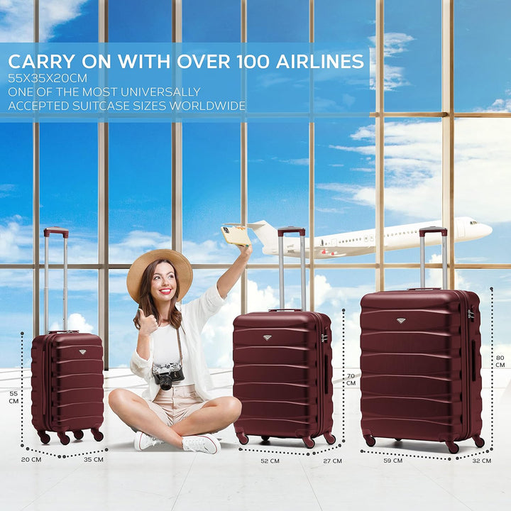 Flight Knight ABS Leichtgewicht Reisekoffer Koffer 3 Groben Kompatibel Mit Air Berlin, Lufthansa, Eu