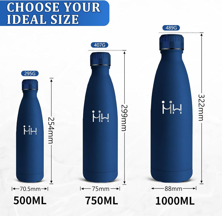 Edelstahl Trinkflasche 1l, Thermosflasche, BPA-Frei, Trinkflasche Auslaufsicher, 24h Kalt &amp; 12h Warm