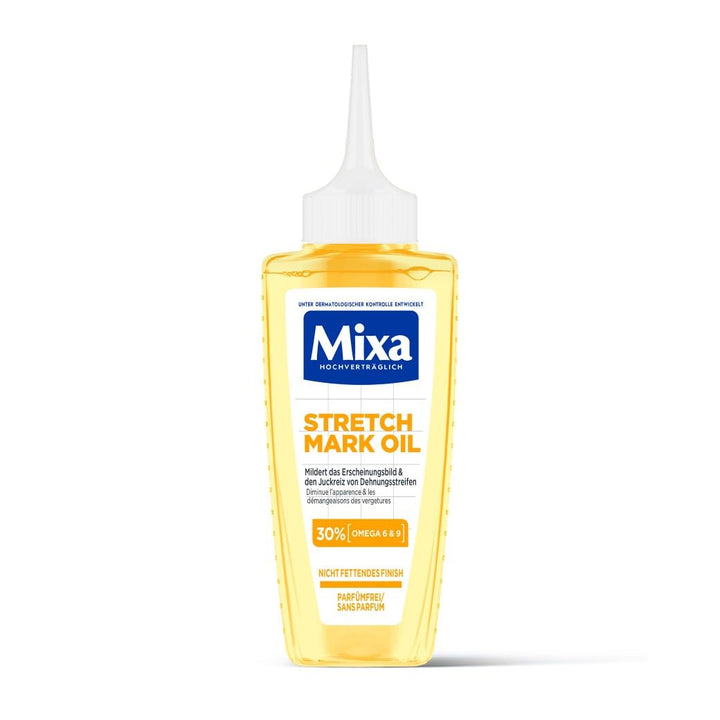 Mixa Stretch Mark Oil, Anti-Dehnungsstreifen Öl, Mildert das Erscheinungsbild & den Juckreiz von Deh