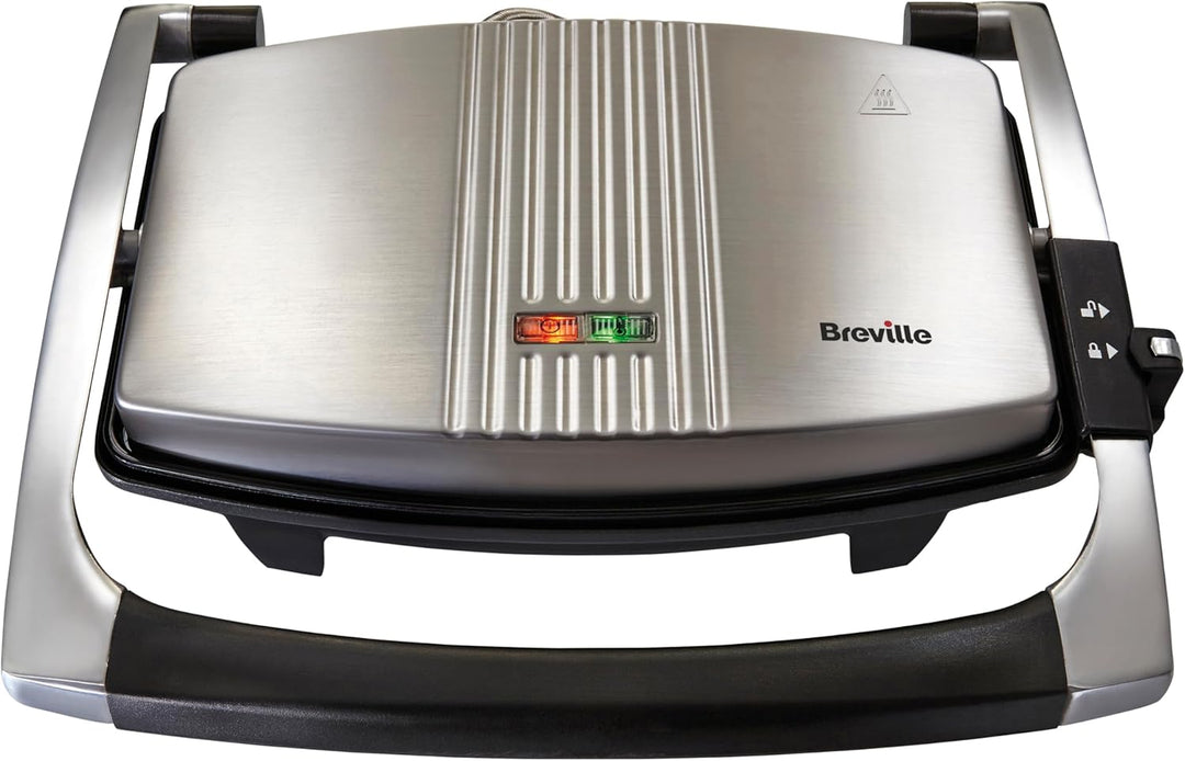 Breville Sandwich/Panini-Toaster | Sandwichmaker im Café-Stil für 3 Scheiben | Edelstahl [VST025X]