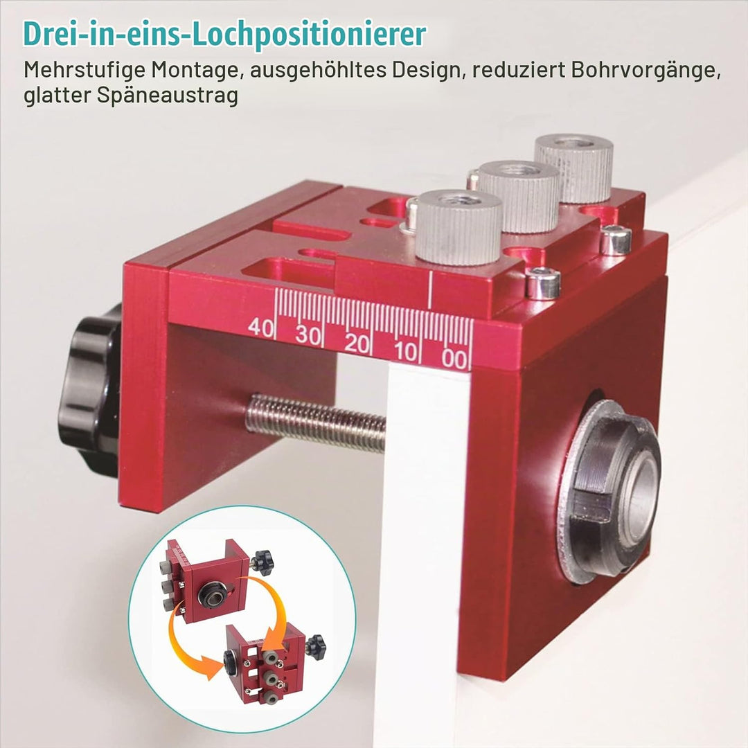 Pocket Hole Jig Set,CEIEVER 4 in 1 Taschenloch Bohrschablone Multifunktion Bohrer-Locator mit Positi