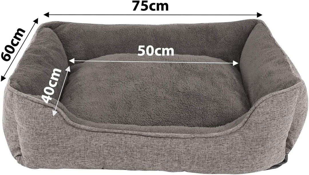 lionto Hundebett meliert Hundekissen Hundekörbchen Bezug abnehmbar, (S) 75x60 cm grau L 75 x B 60 x
