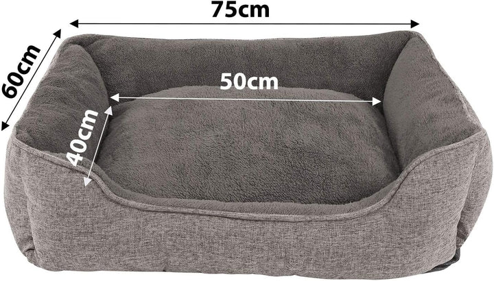 lionto Hundebett meliert Hundekissen Hundekörbchen Bezug abnehmbar, (S) 75x60 cm grau L 75 x B 60 x