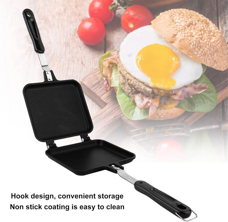 Natudeco Doppelseitige Bratpfanne Antihaft-Sandwich-Maker Faltbare Grill-Bratpfanne Aluminiumlegieru