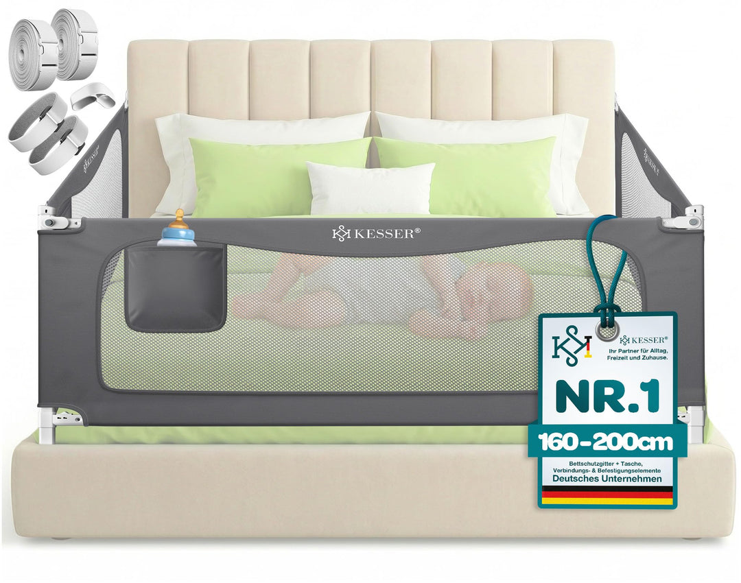 KESSER® Bettschutzgitter 180 cm, Bettgitter Kinderbett höhenverstellbar | Rausfallschutz Bett für Ba