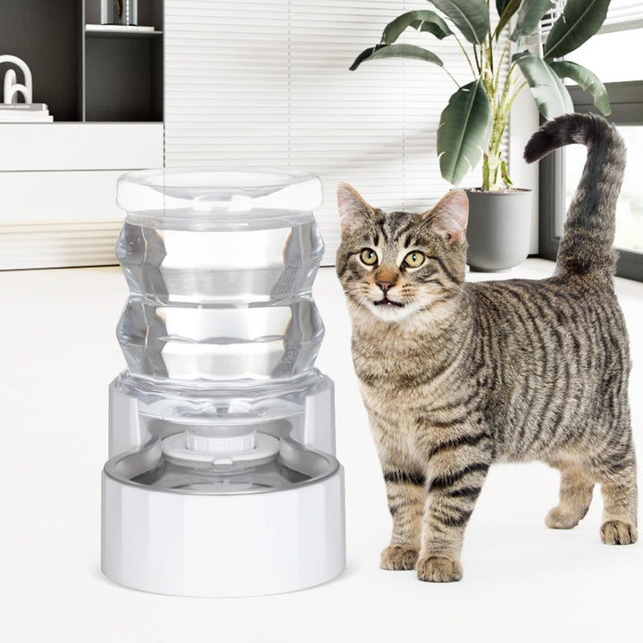 Sfozstra 【Automatischer Schwerkraftspender für Katzen】4L Weiss Edelstahl Wassernapf Feeder - Ideal f