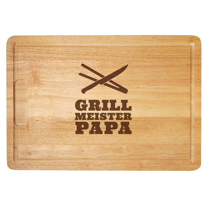 Grillbrett mit Gravur, Holz Schneidebrett für Papa, Brotzeitbrett mit Grillmeister Motiv, Vatertagsg