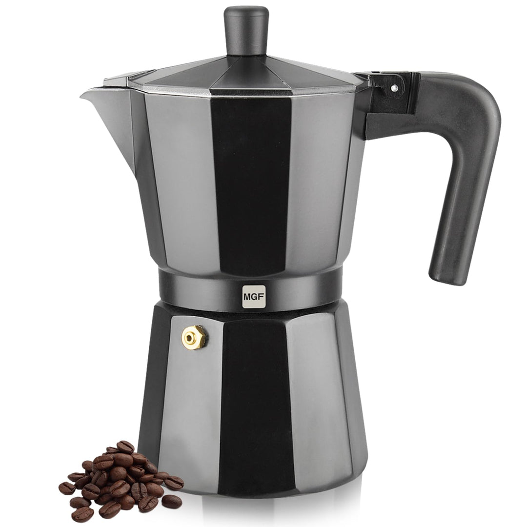 Magefesa Kenia Noir - Espressokocher Schwarz 9 Tassen, Emailliertes Aluminium, Für Gas, Glaskeramik-
