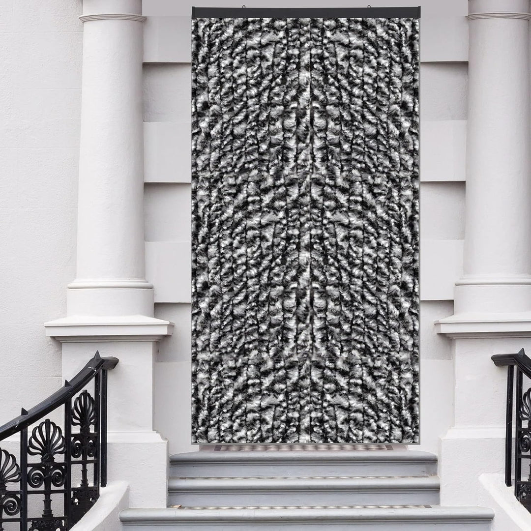 Arsvita Flauschvorhang 80x200 cm in Meliert schwarz - grau - weiss, Perfekter Insekten- und Sichtsch