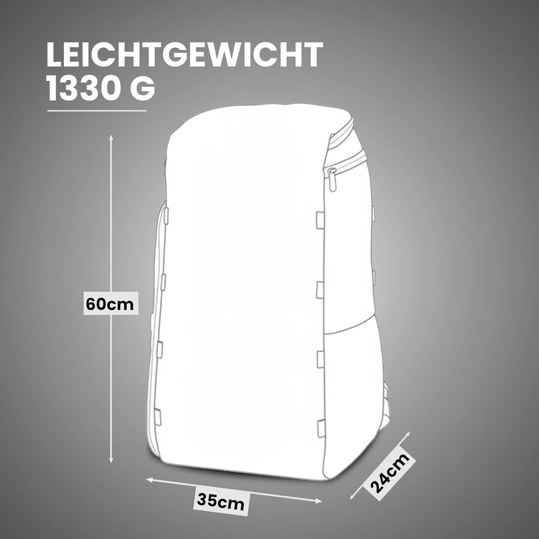 Zeeksack The Organizer - Grosser Rucksack Schwarz 40L - Wasserabweisende Reisetasche mit Laptopfach,