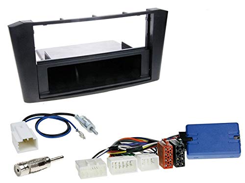 1 DIN Radio Einbauset mit Lenkradfernbedienung für Toyota Avensis T25 2003-2009 schwarz