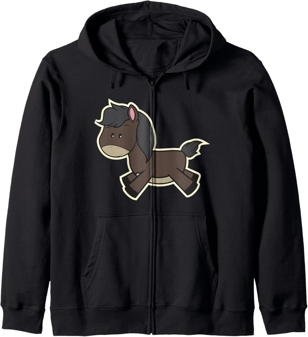 Zeichnung Pferd Comic Cartoon Stil Geschenk Reiterin Pferde Kapuzenjacke