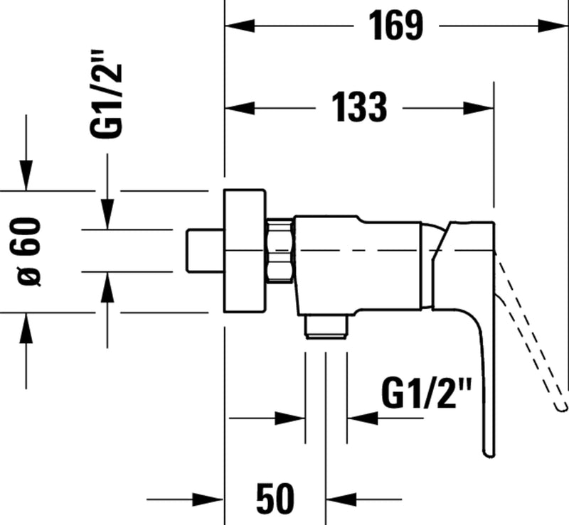 Duravit B.1 Duscharmatur Aufputz für 1 Verbraucher, Einhebel-Brausemischer mit Keramikmischsystem, c