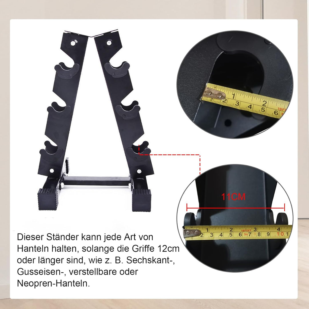 Hantelständer, Schwerlast-Hantelablage für Zuhause und Fitnessstudio, Platzsparender 3-stufiger Kurz