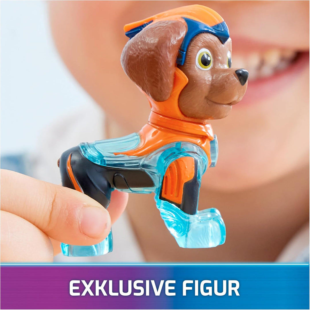Spin Master PAW Patrol: Der Mighty Kinofilm, Superhelden-Basis-Fahrzeug von Zuma mit Welpenfigur, Sp
