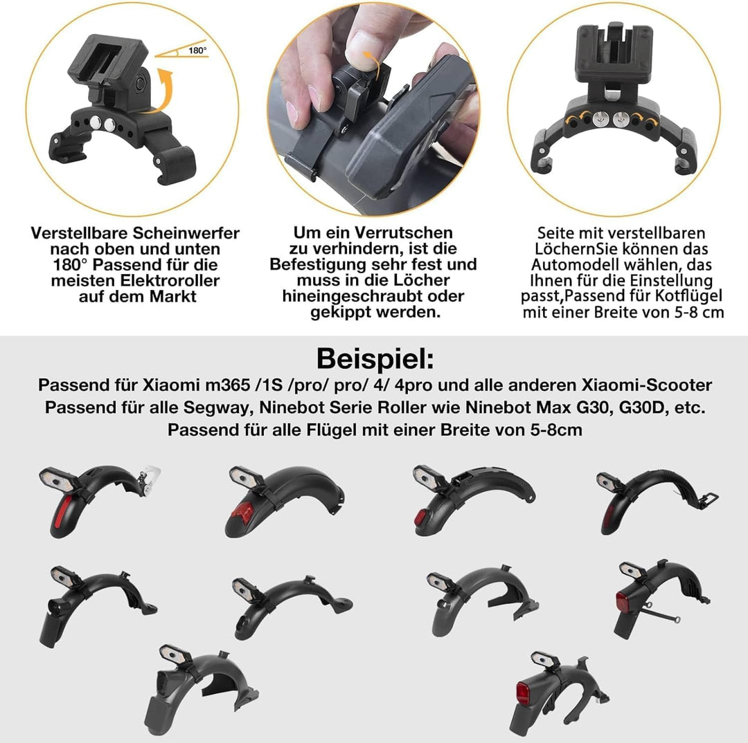 Blinker E Scooter, IPX4 USB Wiederaufladbar E Scooter Blinker mit Funkfernbedienung &amp; Automatische B