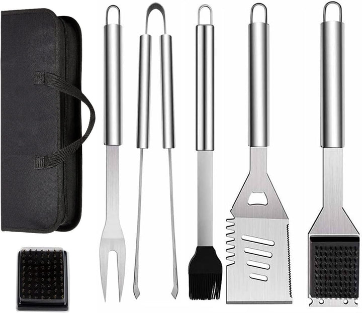 ZWMYF Edelstahl Grillbesteck-Set 6-TLG Professionelle Grill Bestecksets in Tragetasche BBQ Grillwerk