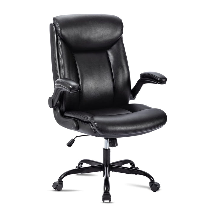 MZLEE Bürostuhl Ergonomischer Schreibtischstuhl PU Leder Drehstuhl mit hochklappbarer Armlehne, höhe
