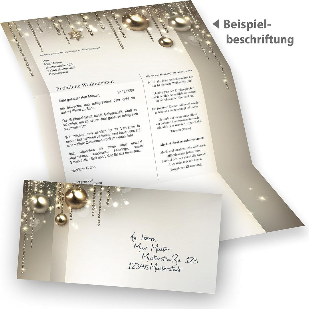 Briefpapier Weihnachten Set NOBLESSE 500 Sets elegantes Weihnachtsbriefpapier Design DIN A4 - mit Um