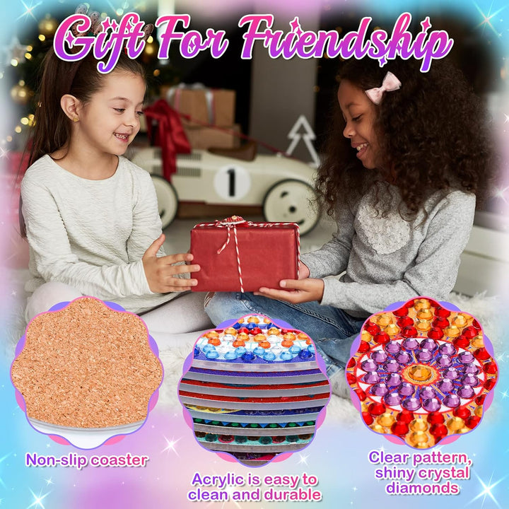 Tateangnik Mandala Diamond Painting Basteln für Kinder, Untersetzer Bastelset Mädchen 8 9 10 11 12 J