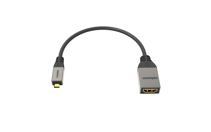 celexon Micro HDMI auf HDMI M/F Adapter mit Ethernet - 2.0a/b - 0,25cm - HDMI-D (Micro) auf HDMI-A -