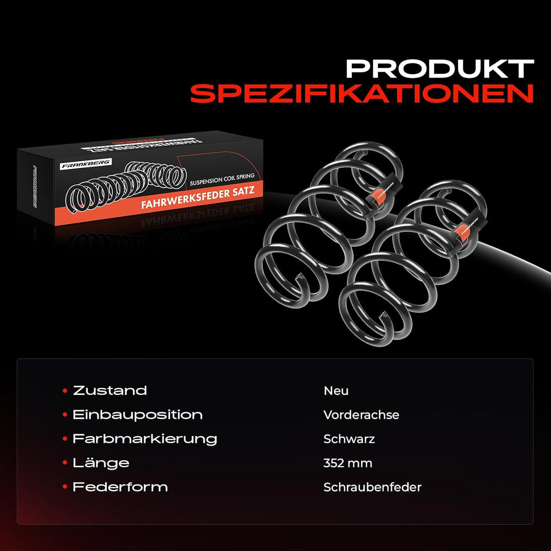 Frankberg 2x Federn Fahrwerksfeder Vorderachse Kompatibel mit Yeti 5L 2.0L 2009-2017 Octavia II Comb