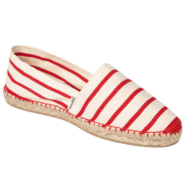WELTENMANN gestreifte Herren Slip-on Espadrilles aus Baumwolle mit Schuhbeutel, 41-46, Handmade in S
