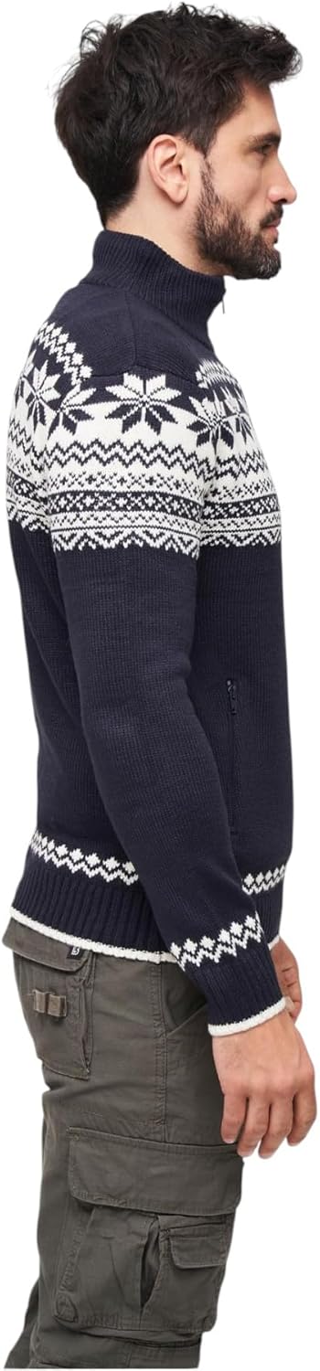 Brandit Herren Cardigan Norweger Strickjacke, Blau