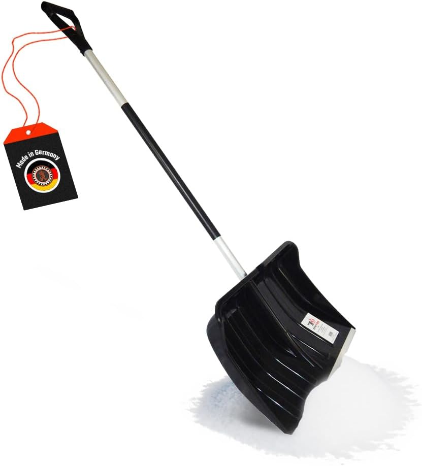 SHW-FIRE Schneeschaufel 55cm breit mit geradem Alu-Stiel 118cm lang - Idealer Schneeschieber für den