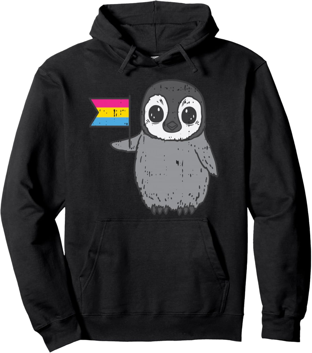 Penguin Pansexual Flag Cute Pan Pride LGBT Animal Bird Gift Pullover Hoodie