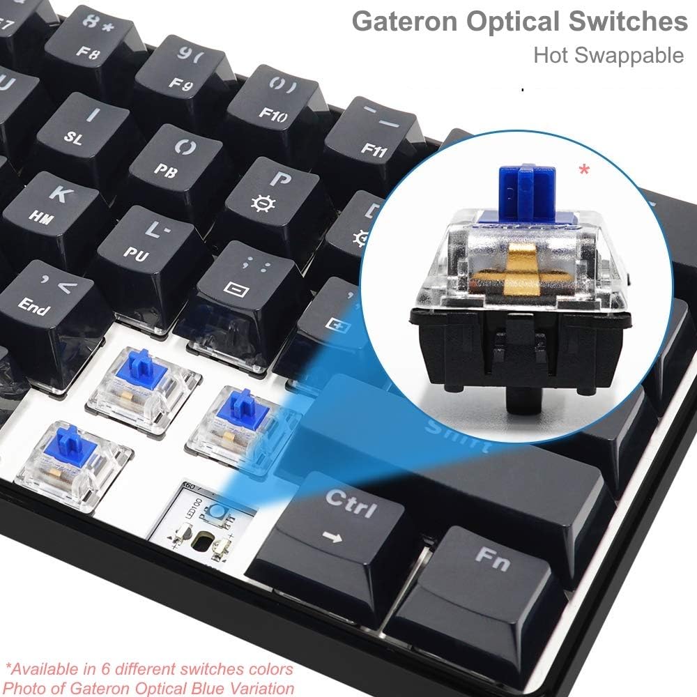 HK Gaming GK61 mechanische 60 Prozent Tastatur | 61 programmierbare Tasten mit RGB Beleuchtung | Kom
