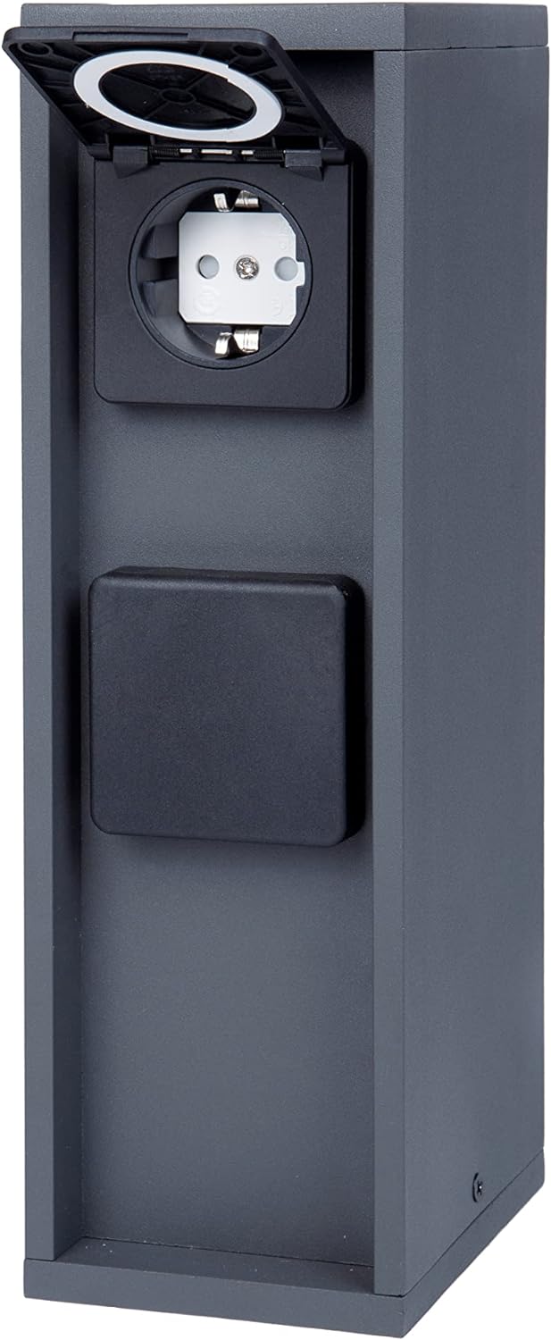 Bold 19400 Pado Aussen-Steckdose-Garten Steckdosen-Säule 3-Fach Stecker in Anthrazit (Lichtsensor |