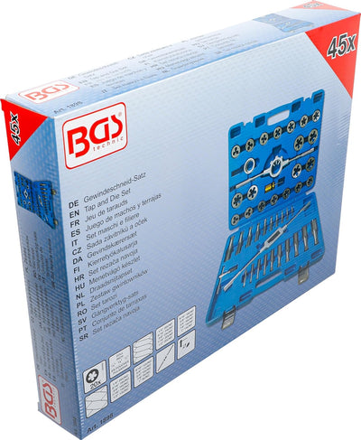 BGS 1898 | Gewindeschneid-Satz | 45-tlg. | 1/4" - 1" | Zoll | inkl. Kunststoff-Koffer 45-tlg. | Zoll