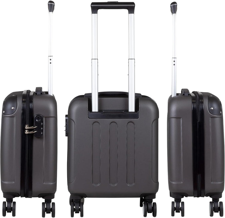 Koffer und Koffer-Set 3-teilig Avalon Hartschale 4 Räder Zahlenschloss (anthrazit, Bordcase - Grösse