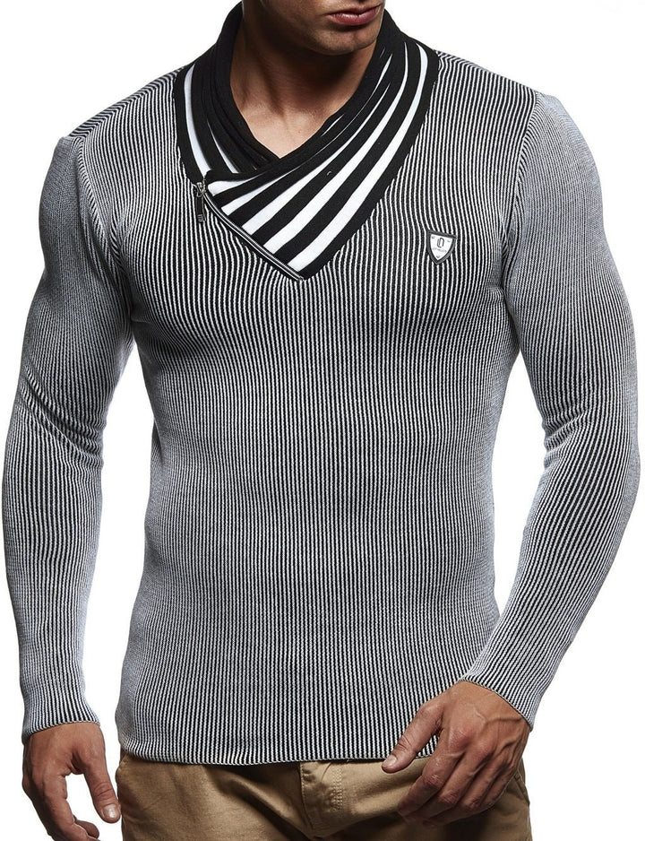 Leif Nelson Herren Pullover Strickpullover Hoodie Basic Schalkragen Sweatshirt Longsleeve Langarm Sw