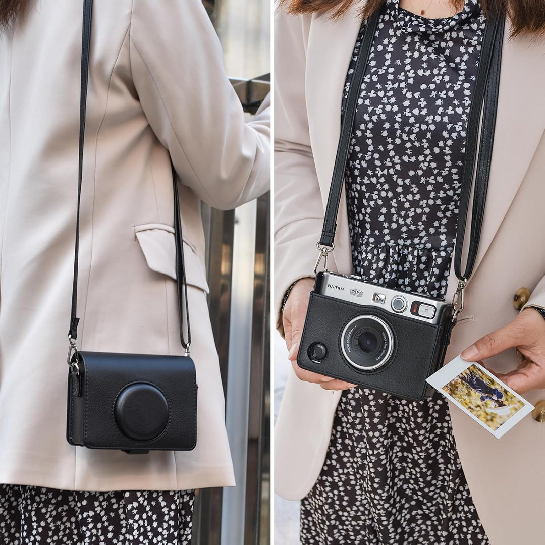 MUZIRI KINOKOO Mini EVO Hülle Kompatibel für Fuji Instax Mini EVO Instant Camera mit PU Leder Lychee